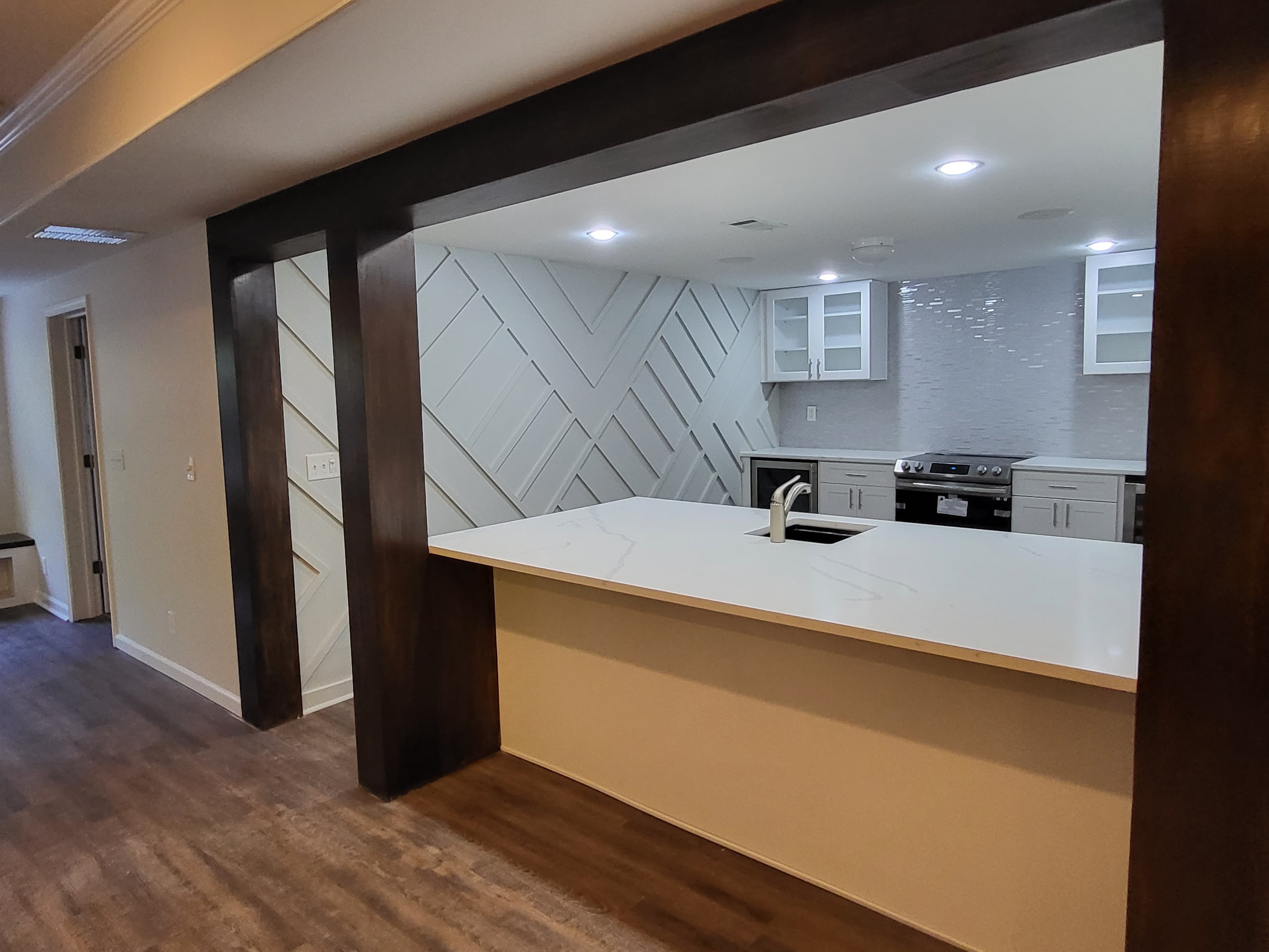 Geometric Slat Feature Wall